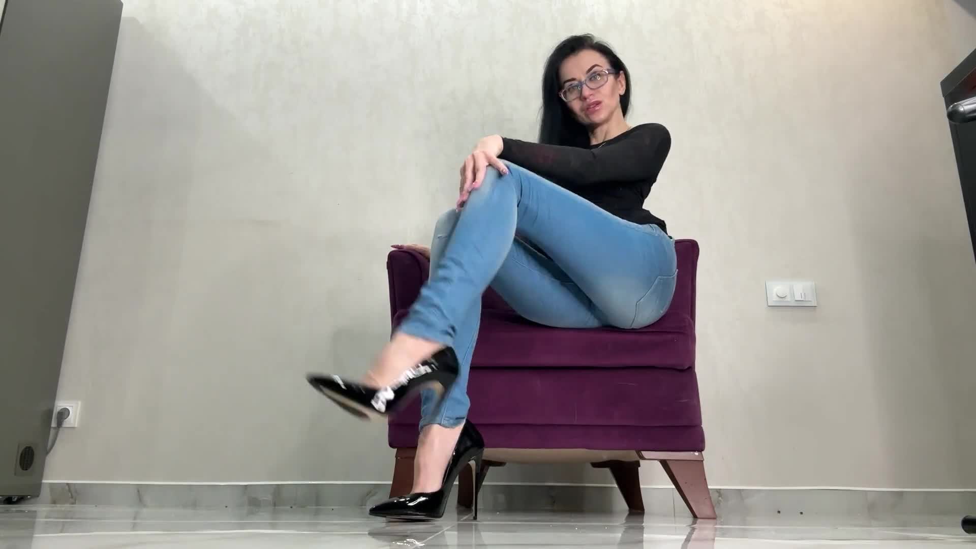Tight Skinny Jeans On Me, Ass Jeans Teasing And Black Stiletto High Heels, 12 Cm Heels