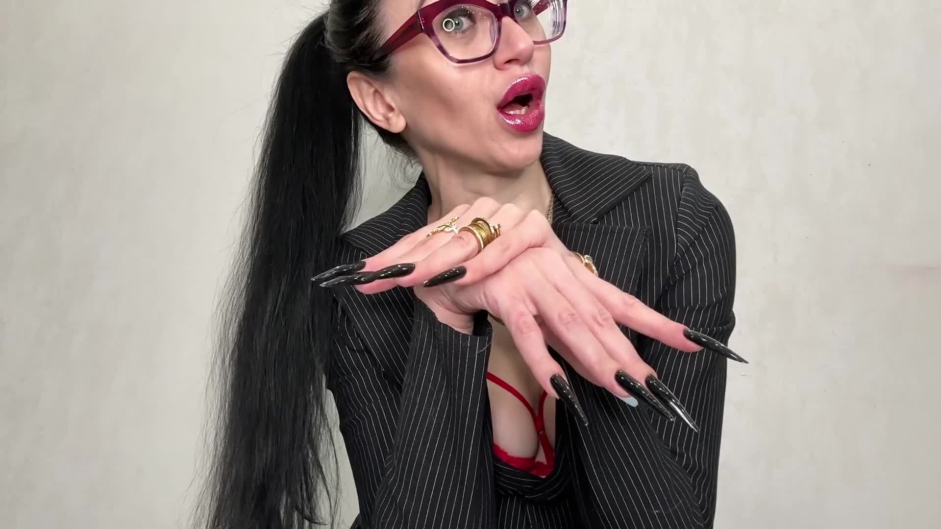 Black Long Nails, Sharp Claws, Long Finger Sucking And Hands Worship