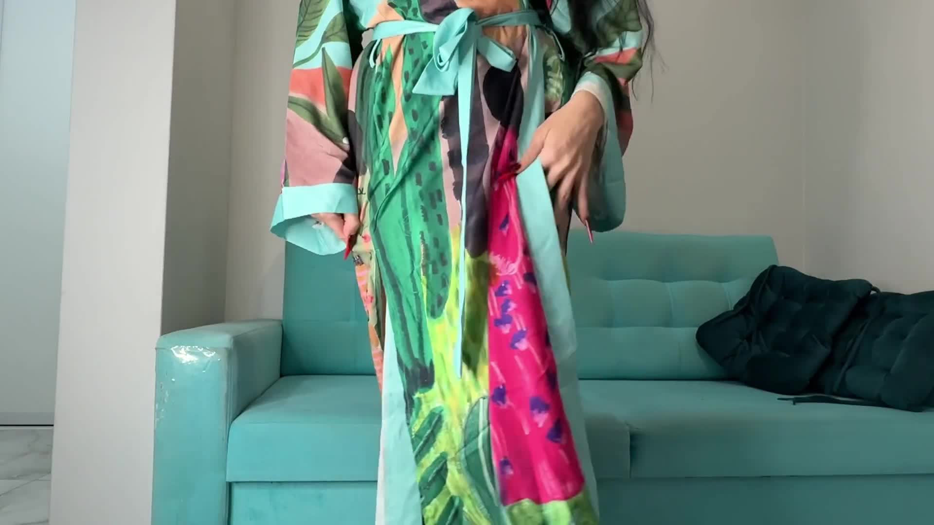 Lingerie And Silk Satin Robe On Me