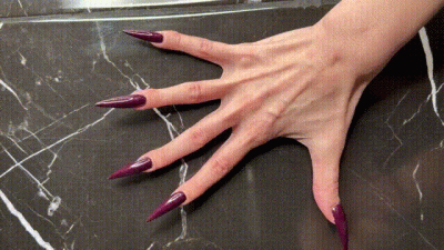 Dark Purple Long Nails, Claws, Long Flexible Fingers Wide Palms, Nail Tapping