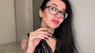 Finger Snapping With Black Long Nails, Long Fingers And PVC Dress On My, Glasses Too
