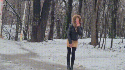 Teasing You While I Wear Leather Coat Outdoor