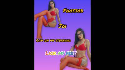 Stroke To My Stocking. I Give You A Footjob With My Nylon On Until You Cum On Them