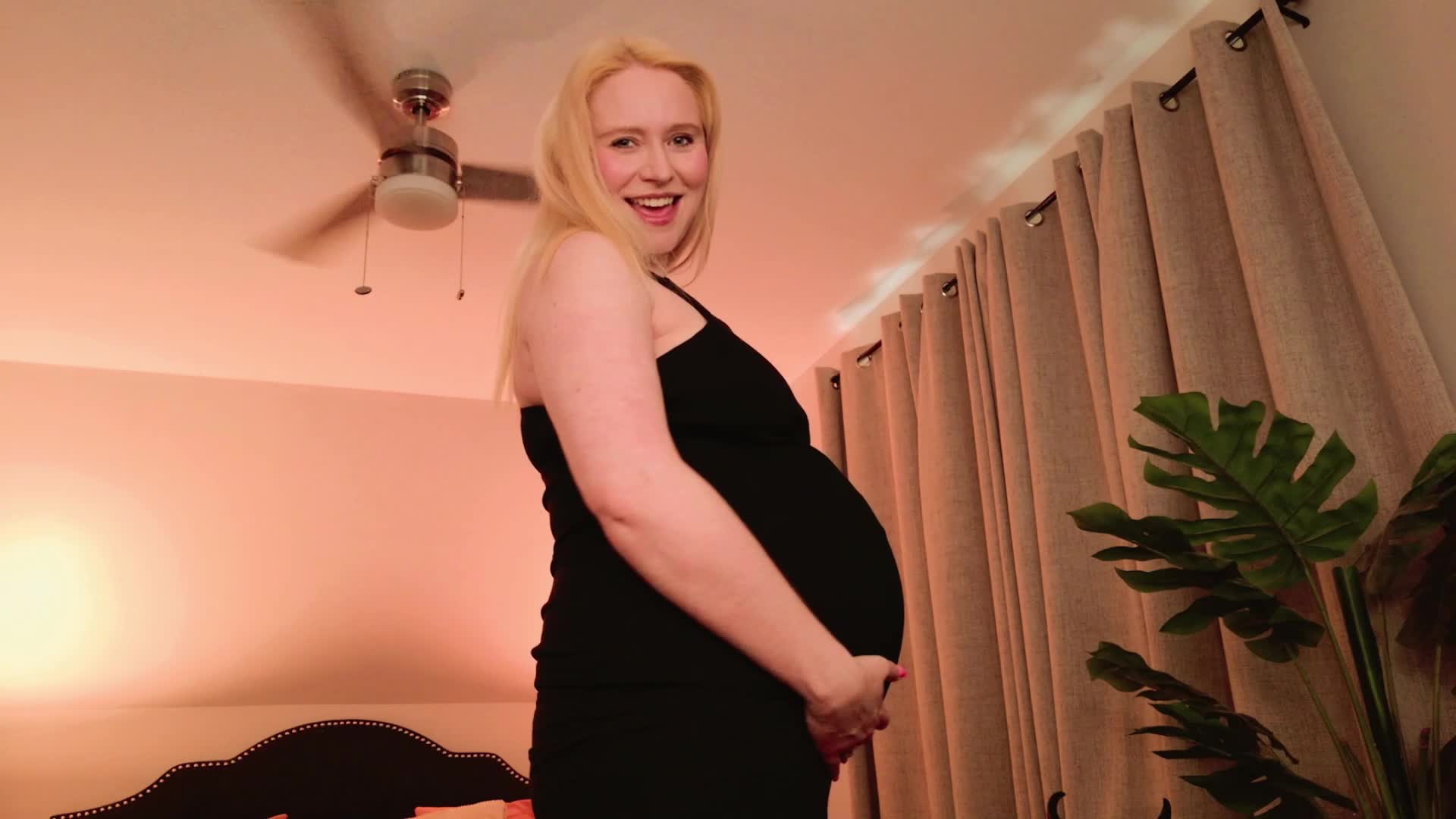 8 Months Pregnant- Loving My Big Belly In Black Leggings