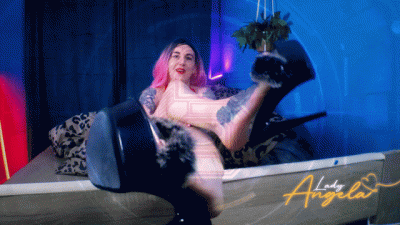 Lady Angela High Heel Slides Dangling **** Tattooed Goddess Pedicured Toes Foot Tattoo Slow Seductuve