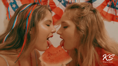 Kiara And Lily Girl On Girl 4Th Of July Fun