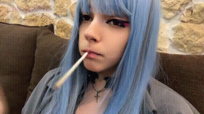 Alt Girl Smoking Close Up