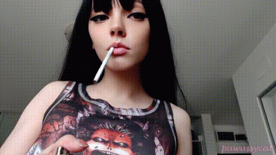 Goth Girl Smoking Close Up