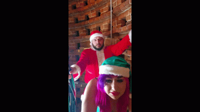 Santa Taking @Khloe.Divine From Behind On The Spiral Staircase