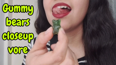 Gummy Bears Closeup Chewing