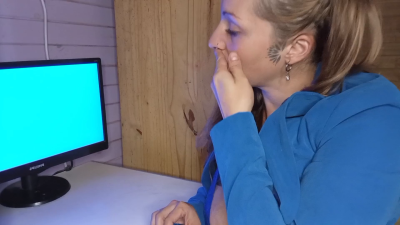 Nose Picking And Nose Blowing Snotty Secretary In The Middle Of The Office