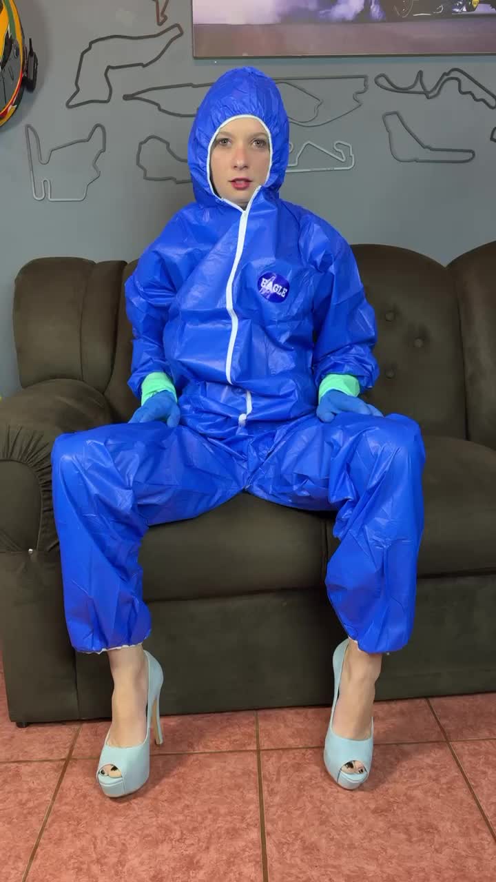 New Blue Hazmat Suit Rubbing