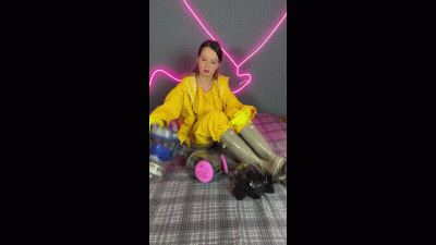 Test Gas Mask In Rubber Suit