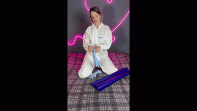 Hazmat Suit In Rubber Apron Rubbing Pussy