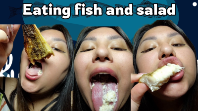 Eating Fish And Salad