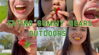Eating Gummy Bears Outdoors
