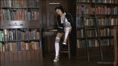 Naughty School Girl Bonnie Plays With Her Over The Knee Socks While Stripping Nude