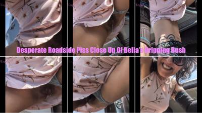 Desperate Roadside Urination Close Up Of Bellas Dripping Bush