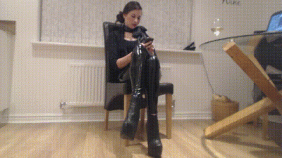PVC Legging And Ankle Boots- Human Footstool