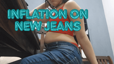 Bloated Belly Inflation With My New Jeans Sitting