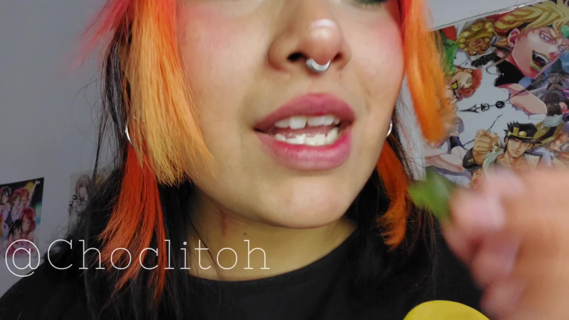 Biting Rubber Ears And Dildo