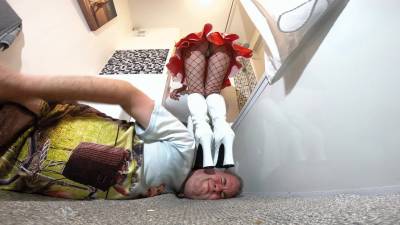 Upskirt Danielle Platform Boots Hair Brushing