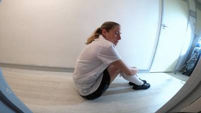 Schoolgirl Danielle Sitting On Her Slave