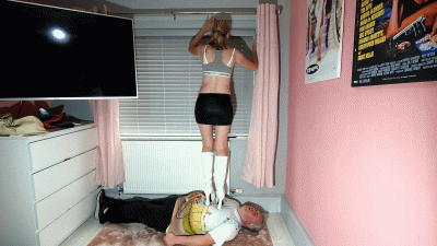 Danielle Black Mini Skirt & Chunky White Boots Trample