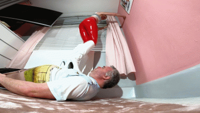 Danielle Red PVC Pants & Chunky White Boots Trample Floor Cam