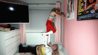 Danielle Red PVC Pants & Chunky White Boots Trample