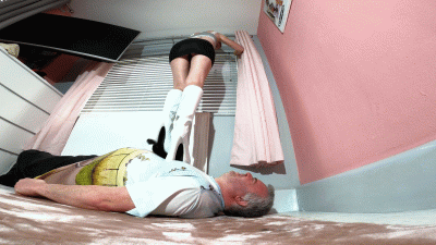 Danielle Black Mini Skirt & Chunky White Boots Trample Floor Cam