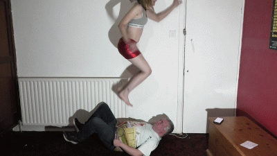 Danielle Jumping Up & Down On Her Slaves Body