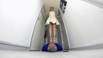Stepping On Him In Her Wedge Sandals Floor Cam