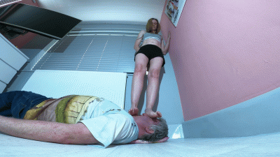 Danielle Stepping On His Face Floor Cam