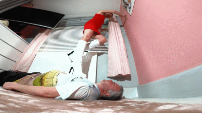 Danielle Red Dress & Chunky White Boots Trample Floor Cam