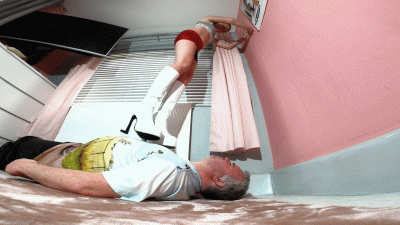 Danielle Black Mini Skirt & Chunky White Boots Trample Floor Cam