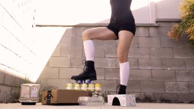 Crushing Trash With Combat Boots + White Knee Socks