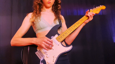 Playing Guitar In A Bra- Veiny Hands & Fingers Focus