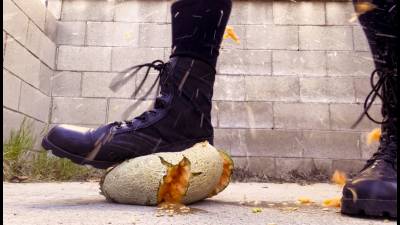 Crushing Melon With Combat Boots