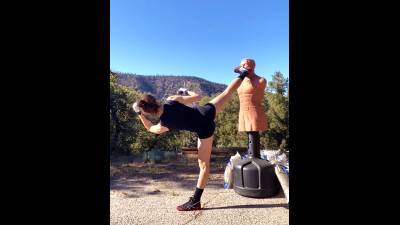 Martial Arts Sparring, In The Mountains/Woods (Vertical)
