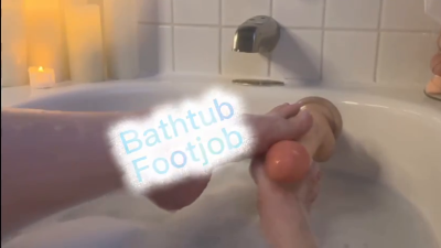 Amazing Footjob In The Bathtub. Perfect Feet, Huge Dildo