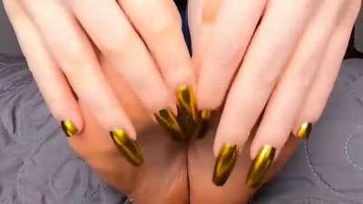 Worship Of My Feet And My Long Mirror-Effect Nails