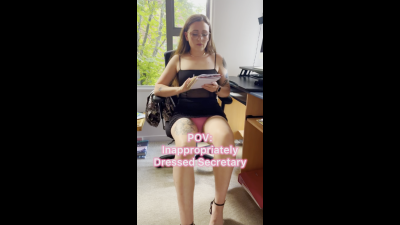 Inappropriately Dressed Secretary Upskirt POV