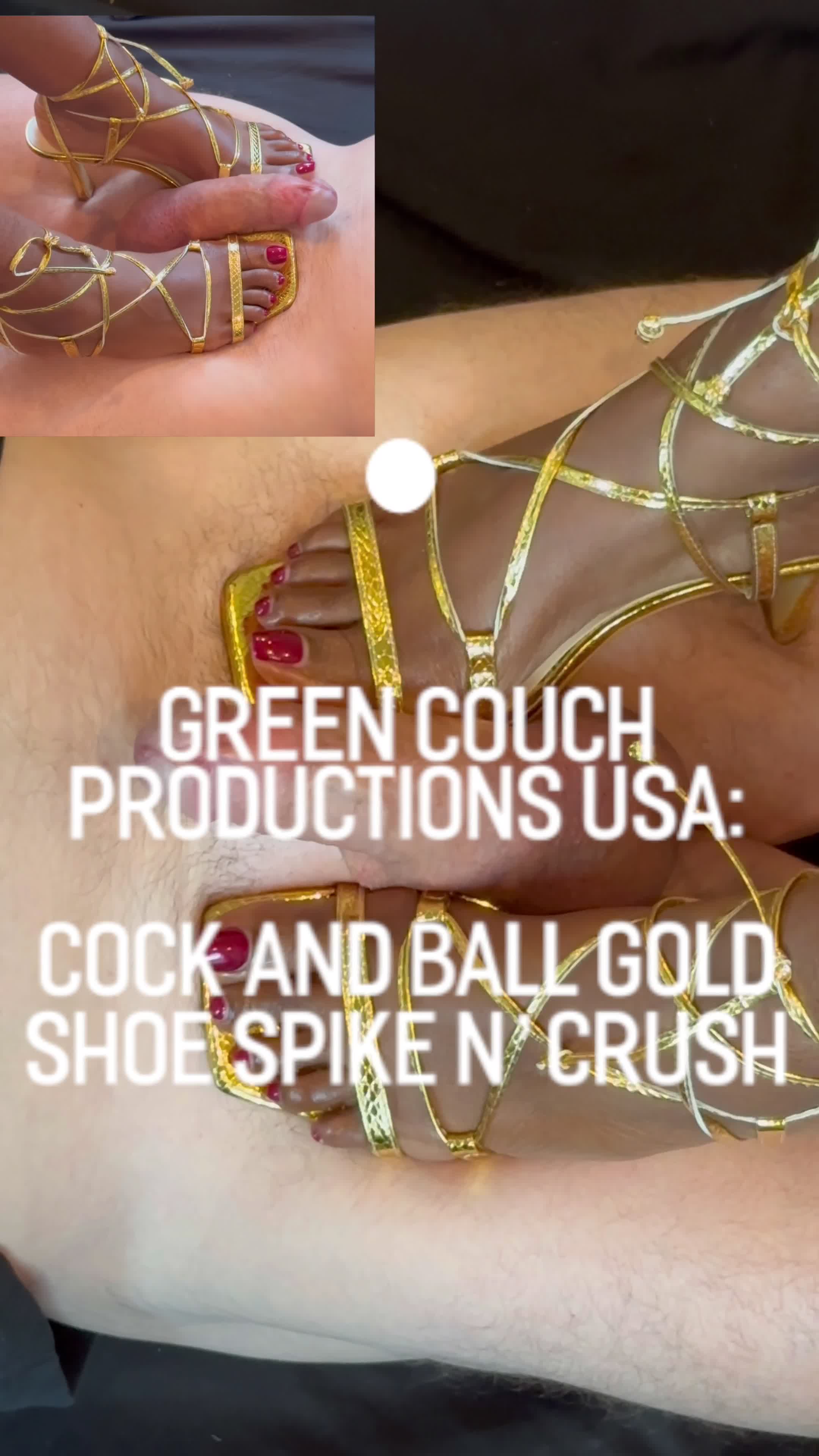 Cock And Ball Gold Shoe Spike And Crush W/Shoejob