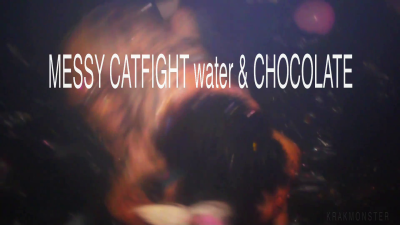 Messy Catfight Water & Chocolate Big Boobs Nip Slip