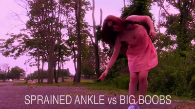 Ankle Sprain vs Big Tits Spill Out Hairy Legs Upskirt Close Up Outdoors