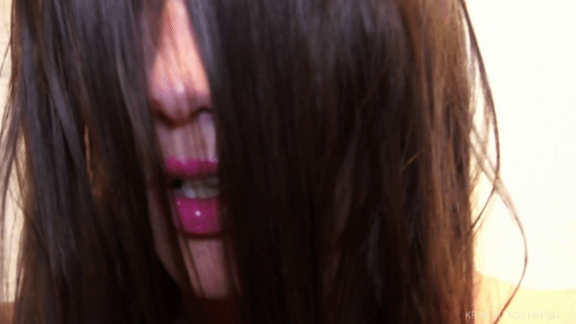 Shy Girl Hair Eating and Brushing Over Face