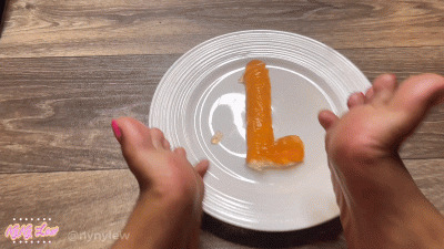 Smashing A Jelly Tiny Dildo With My Feet