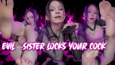 Evil Step-Sister Locks Your Cock In A Cage