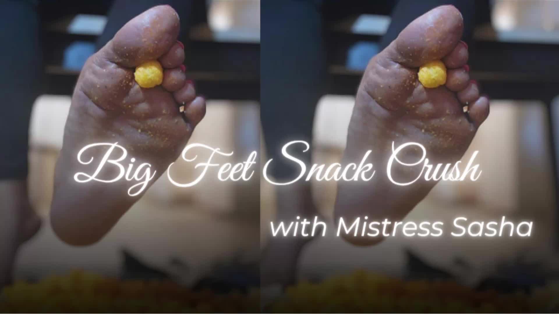 Crunch Time: Mistress Sasha's Big Feet Snack Smash